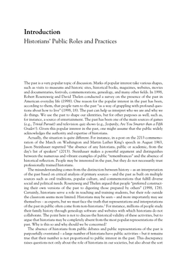Introduction: Historians' Public Roles and Practices