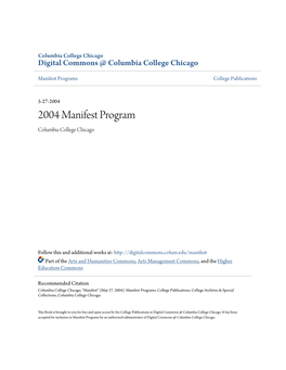2004 Manifest Program Columbia College Chicago
