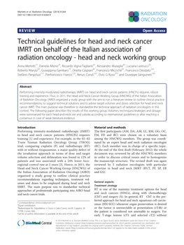 Technical Guidelines for Head and Neck Cancer IMRT on Behalf of the Italian Association of Radiation Oncology