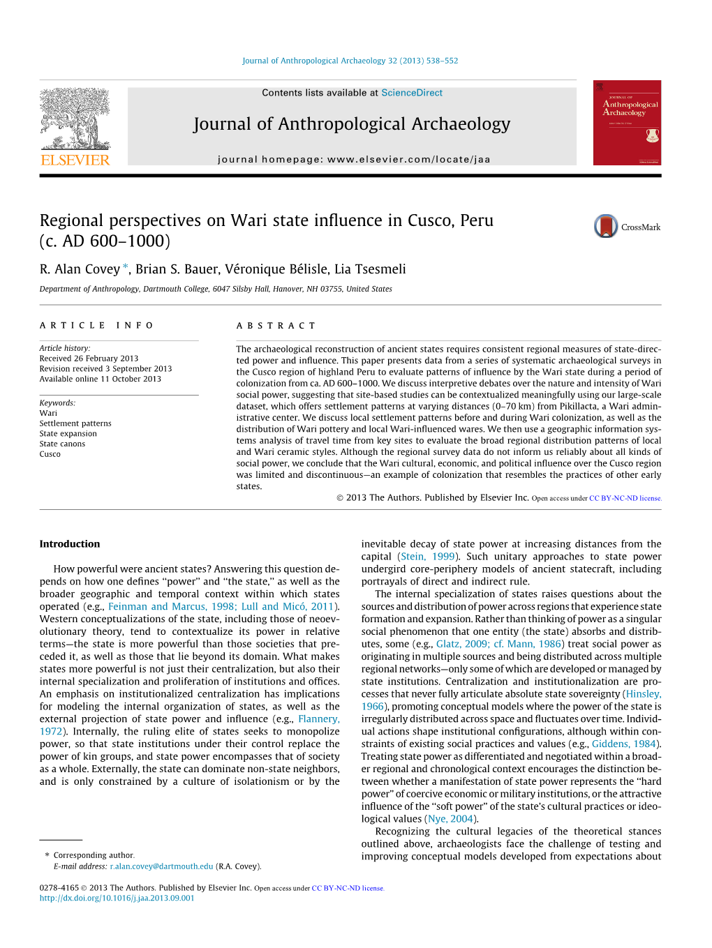 Regional Perspectives on Wari State Influence in Cusco, Peru