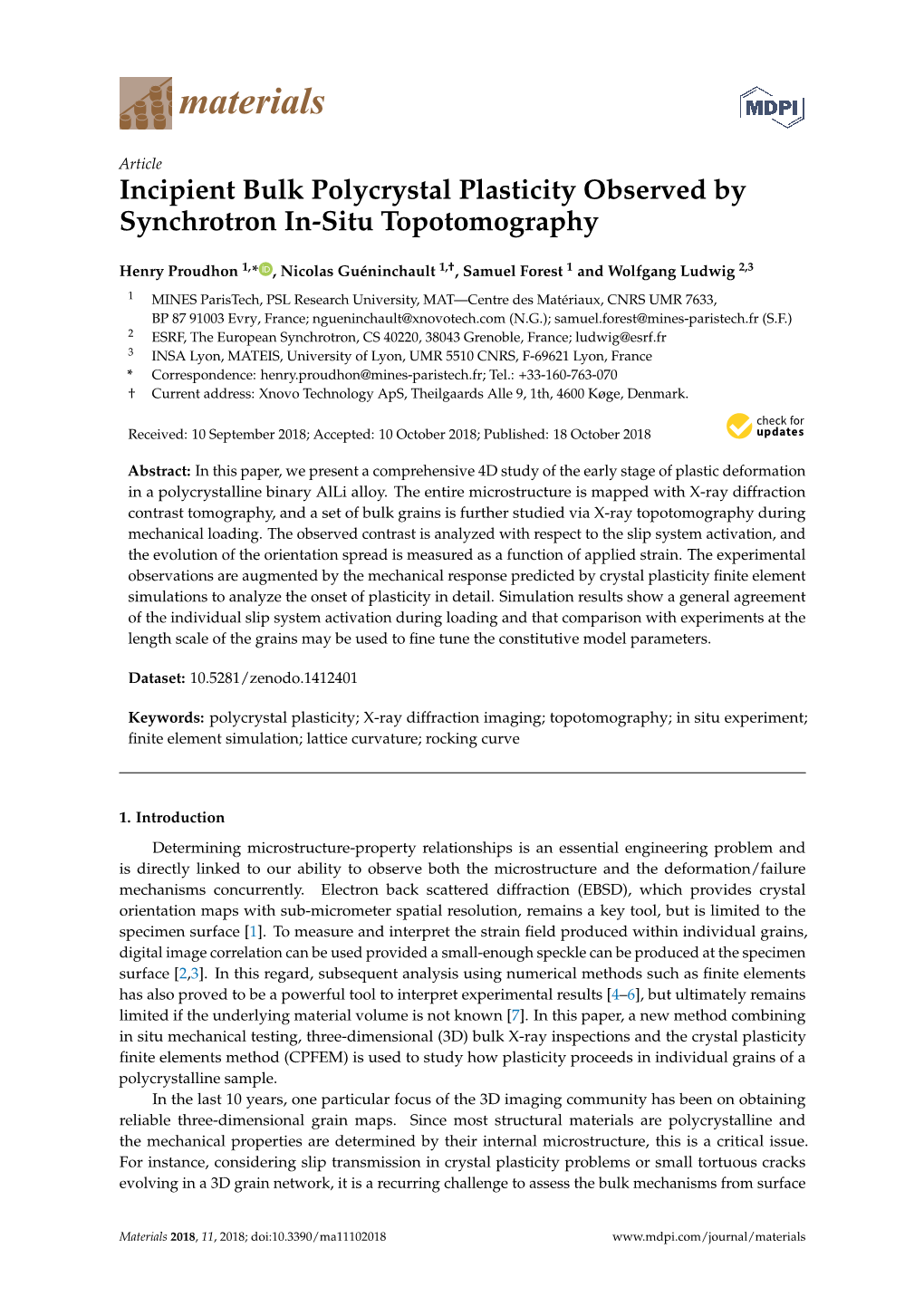 Incipient Bulk Polycrystal Plasticity Observed by Synchrotron In-Situ Topotomography