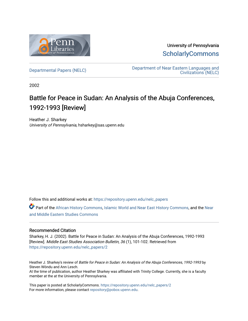 An Analysis of the Abuja Conferences, 1992-1993 [Review]