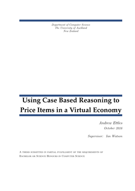 Using Case Based Reasoning to Price Items in a Virtual Economy