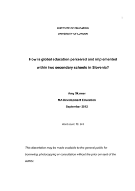 How Is Global Education Perceived and Implemented Within Two