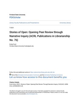 Opening Peer Review Through Narrative Inquiry (ACRL Publications in Librarianship No