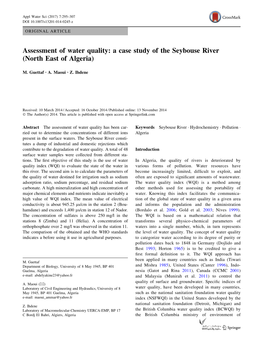 Assessment of Water Quality: a Case Study of the Seybouse River (North East of Algeria)