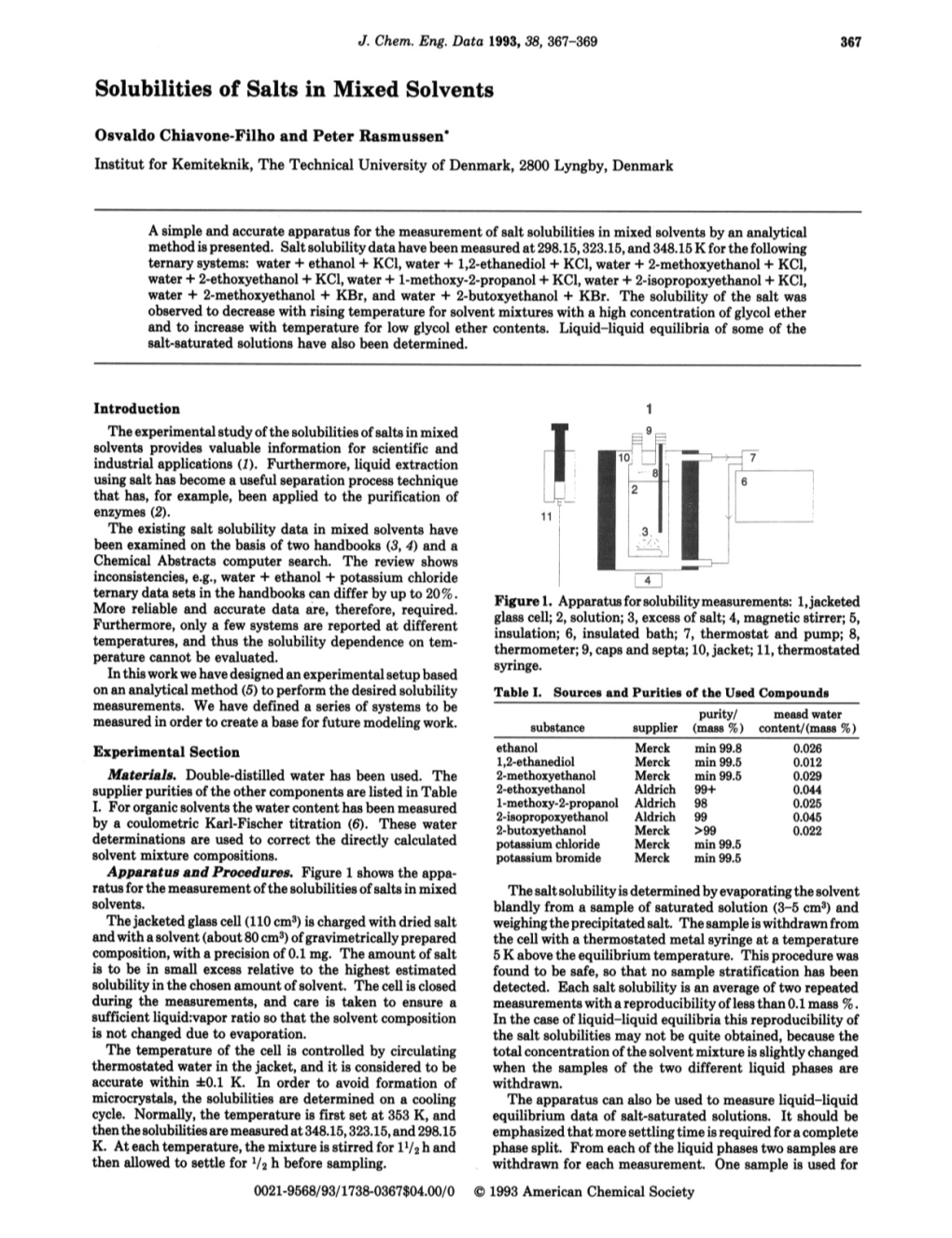 Solubilities of Salts in Mixed Solvents