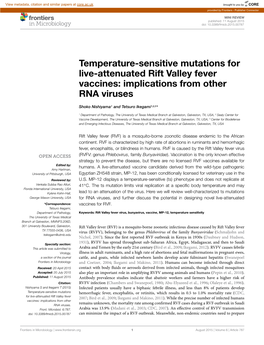 Temperature-Sensitive Mutations for Live-Attenuated Rift Valley Fever Vaccines: Implications from Other RNA Viruses