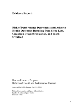 Evidence Report: Risk of Performance Decrements and Adverse Health