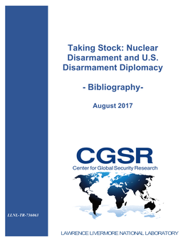Taking Stock: Nuclear Disarmament and U.S. Disarmament Diplomacy