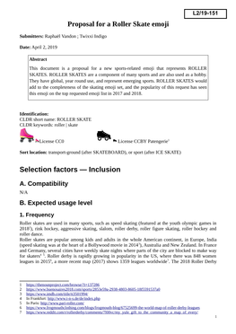 Proposal for a Roller Skate Emoji Selection Factors