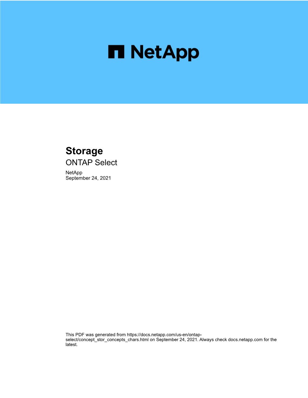 Storage ONTAP Select Netapp September 24, 2021