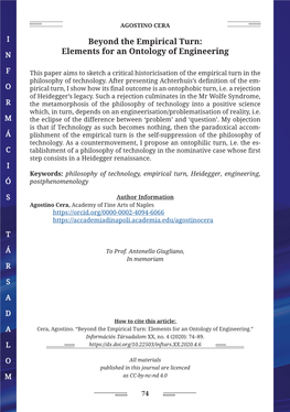 Beyond the Empirical Turn: Elements for an Ontology of Engineering