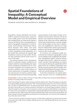 Spatial Foundations of Inequality: a Conceptual Model and Empirical Overview.” RSF: the Russell Sage Foundation Journal of the Social Sciences 3(2): 1–33