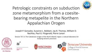 Petrologic Constraints on Subduction Zone Metamorphism from a Coesite- Bearing Metapelite in the Northern Appalachian Orogen