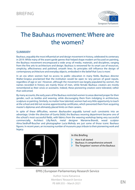 The Bauhaus Movement: Where Are the Women?