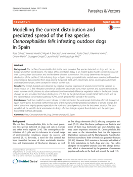 Ctenocephalides Felis Infesting Outdoor Dogs in Spain Rosa Gálvez1, Vicenzo Musella2, Miguel A