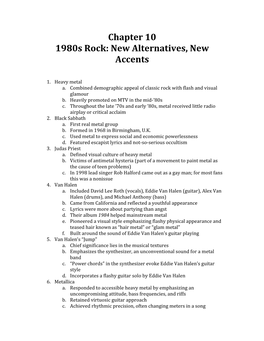 Chapter 10 1980S Rock: New Alternatives, New Accents
