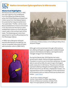 Native American Episcopalians in Minnesota Historical Highlights