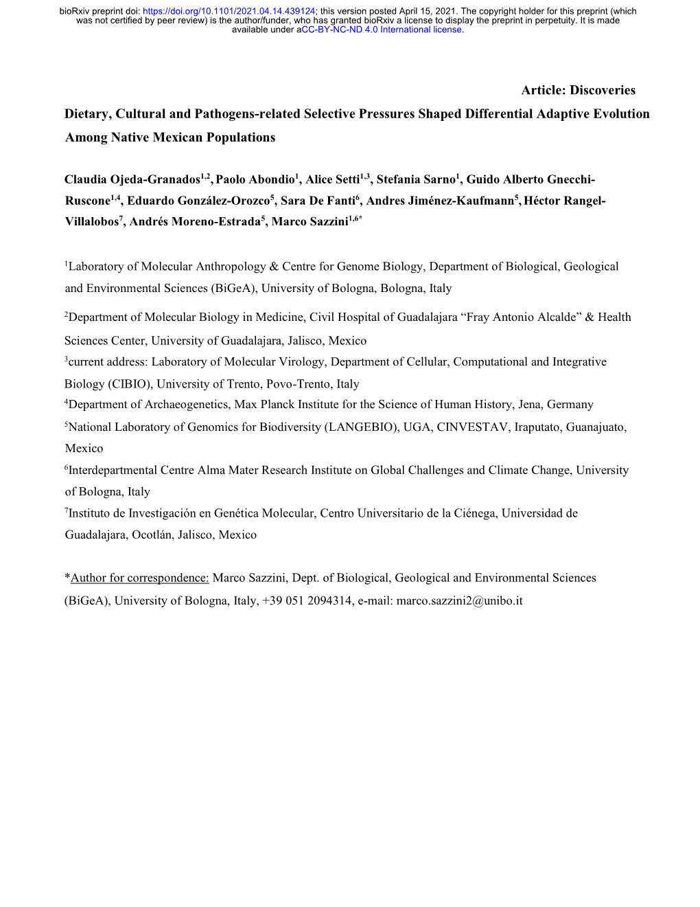 Dietary, Cultural and Pathogens-Related Selective Pressures Shaped Differential Adaptive Evolution Among Native Mexican Populations