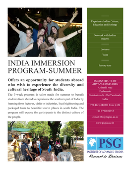 India Immersion Program-Summer