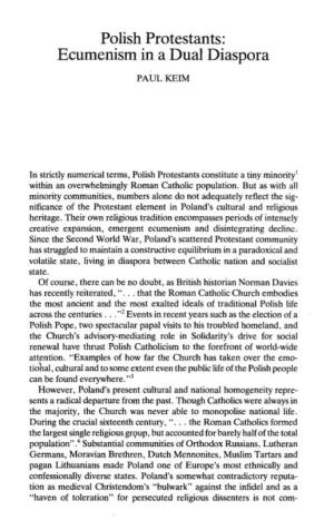 Polish Protestants: Ecumenism in a Dual Diaspora
