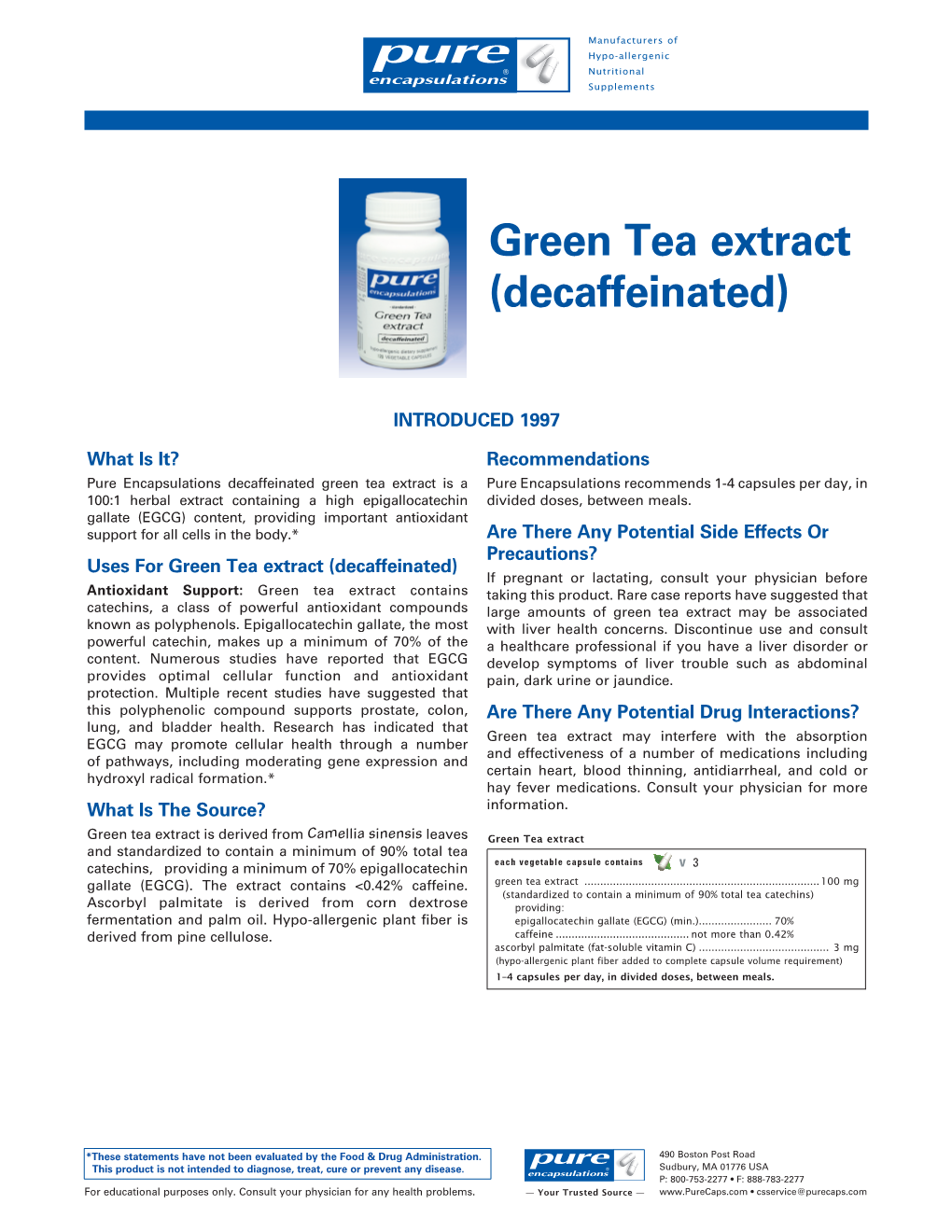 Green Tea Extract (Decaffeinated)