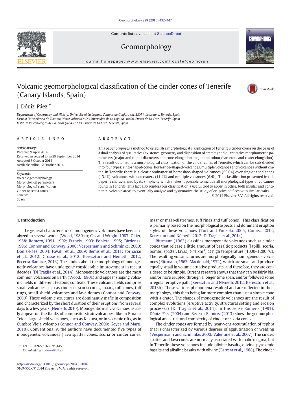 Volcanic Geomorphological Classification of The