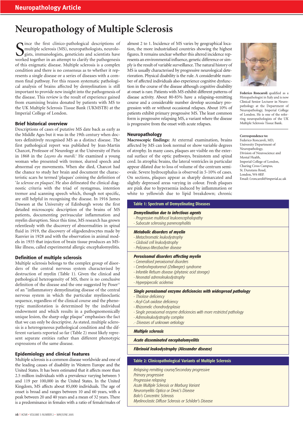 Neuropathology of Multiple Sclerosis