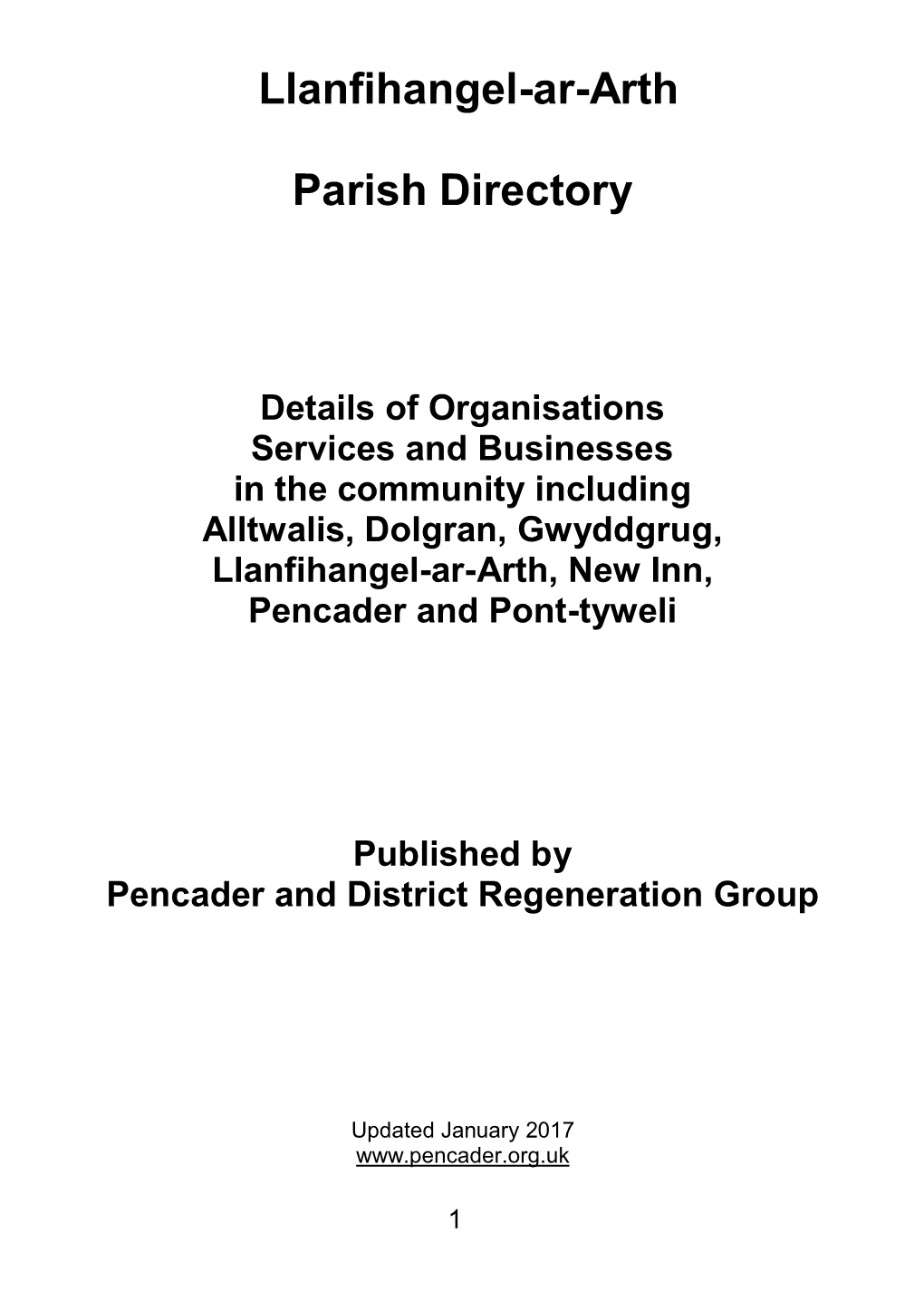 Llanfihangel-Ar-Arth Parish Directory