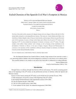Exiled Chemistsof the Spanish Civil War's Footprint in Mexico -...DR ANDONI GARRITZ RUIZ