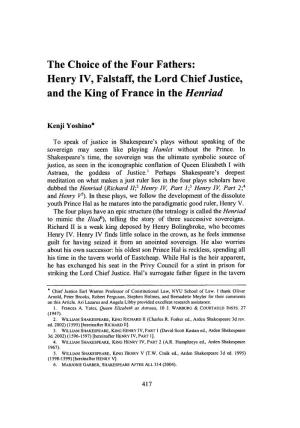 Henry IV, Falstaff, the Lord Chief Justice, and the King of France in the Henriad