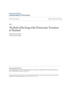 The Role of the King in the Democratic Transition in Thailand Elizabeth A