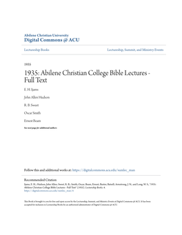 1935: Abilene Christian College Bible Lectures - Full Text E