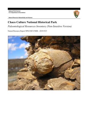 Chaco Culture National Historical Park Paleontological Resources Inventory (Non-Sensitive Version)