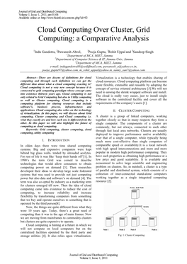 Cloud Computing Over Cluster, Grid Computing: a Comparative Analysis