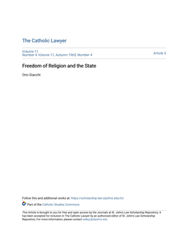 Freedom of Religion and the State