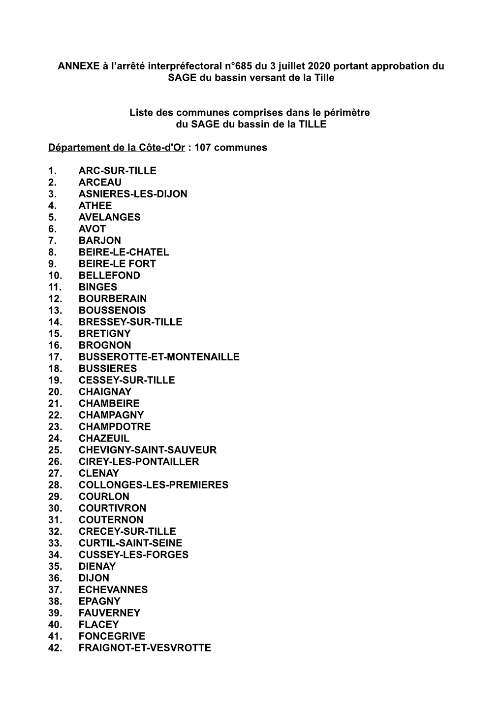 ANNEXE À L'arrêté Interpréfectoral N°685 Du 3 Juillet 2020 Portant