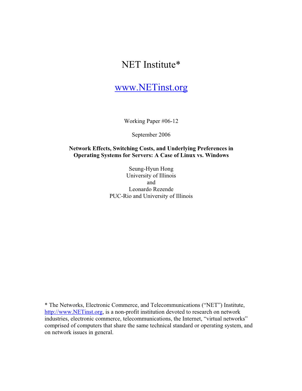 NET Institute*