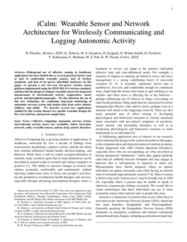 Icalm: Wearable Sensor and Network Architecture for Wirelessly Communicating and Logging Autonomic Activity