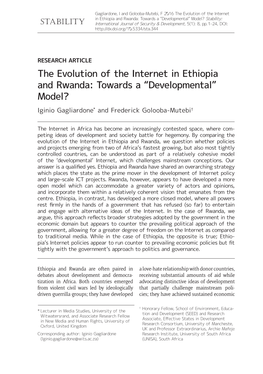 The Evolution of the Internet in Ethiopia and Rwanda: Towards A