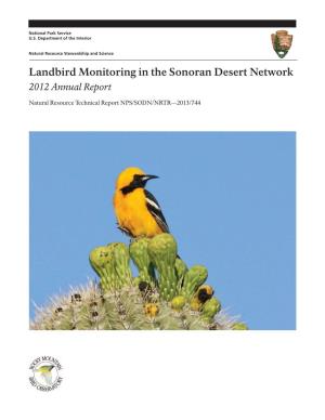 Landbird Monitoring in the Sonoran Desert Network 2012 Annual Report