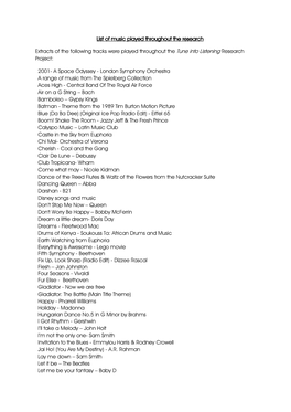 List of Music We Played 25.74 KB