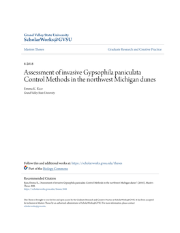 Assessment of Invasive Gypsophila Paniculata Control Methods in the Northwest Michigan Dunes Emma K