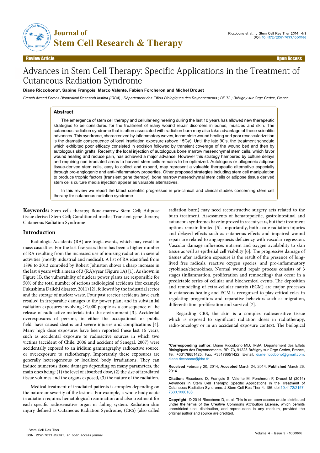 Specific Applications in the Treatment of Cutaneous Radiation Syndrome