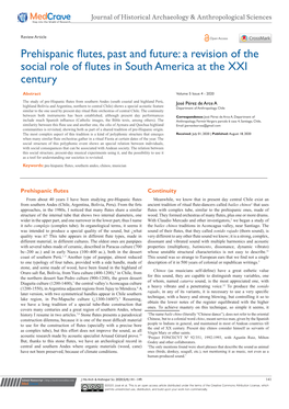 Prehispanic Flutes, Past and Future: a Revision of the Social Role of Flutes in South America at the XXI Century