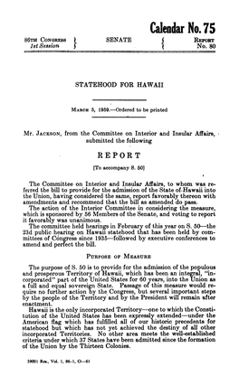 U.S. Senate Report 80 for S. 50 (March 1959)