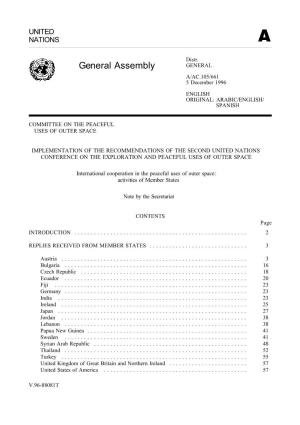 General Assembly GENERAL A/AC.105/661 5 December 1996