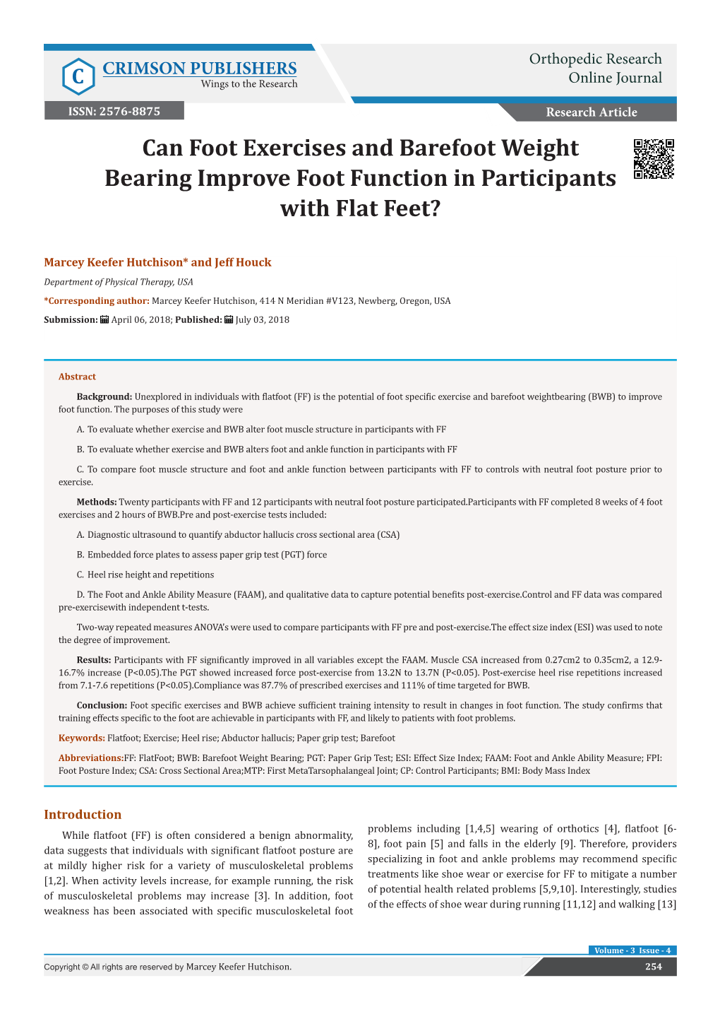 Can Foot Exercises and Barefoot Weight Bearing Improve Foot Function in Participants with Flat Feet?