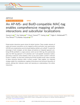 An AP-MS- and Bioid-Compatible MAC-Tag Enables Comprehensive Mapping of Protein Interactions and Subcellular Localizations